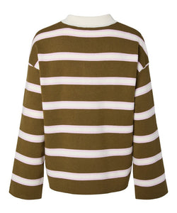 YAS | ISABELL LS POLO KNIT PULLOVER - FIR GREEN
