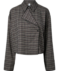 YAS | TULVA LS SHORT SHIRT - BLACK CHECKED