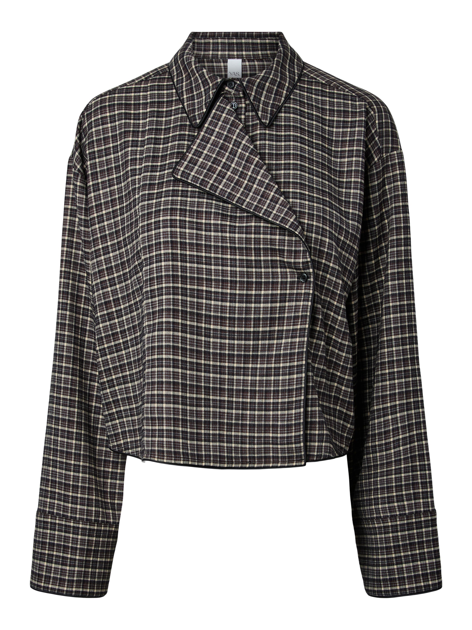 YAS | TULVA LS SHORT SHIRT - BLACK CHECKED