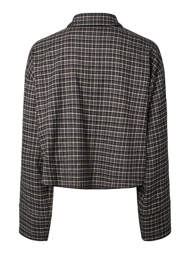 YAS | TULVA LS SHORT SHIRT - BLACK CHECKED