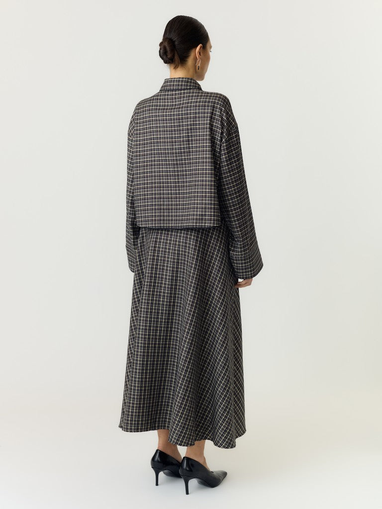 YAS | TULVA LS SHORT SHIRT - BLACK CHECKED