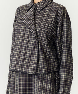 YAS | TULVA LS SHORT SHIRT - BLACK CHECKED