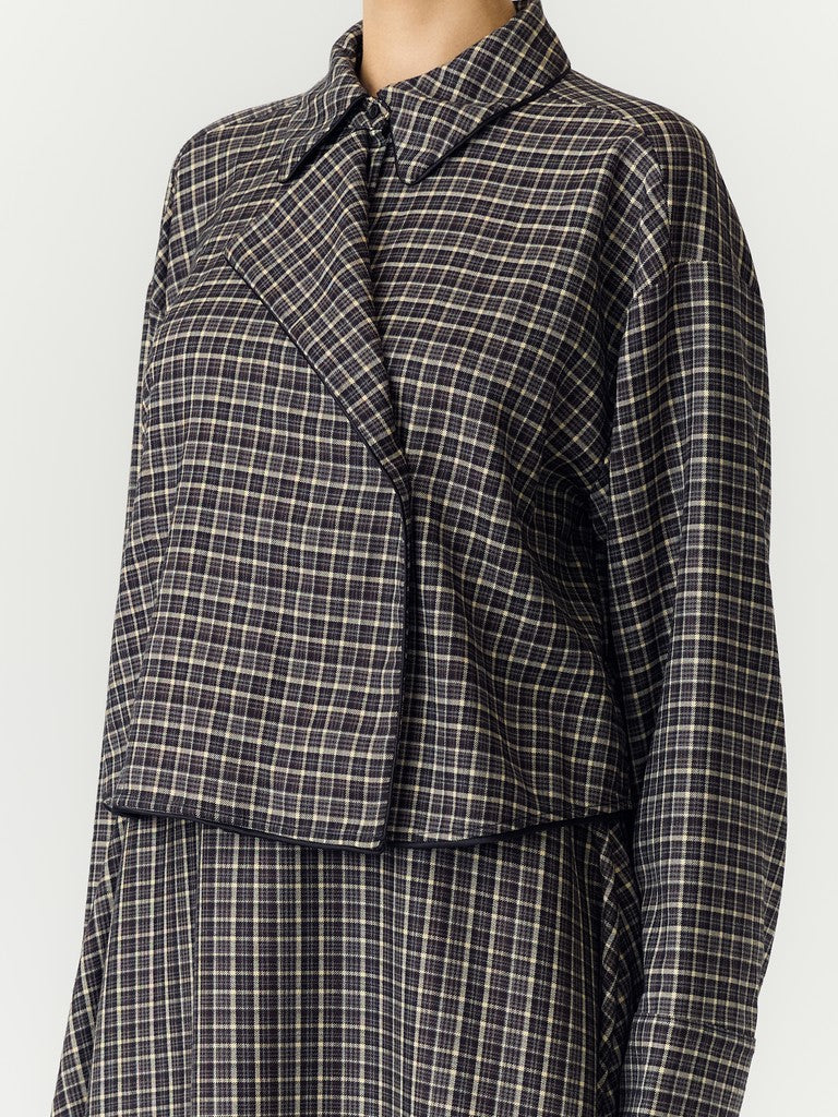 YAS | TULVA LS SHORT SHIRT - BLACK CHECKED