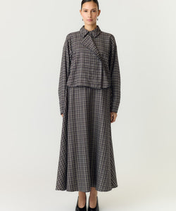 YAS | TULVA LS SHORT SHIRT - BLACK CHECKED