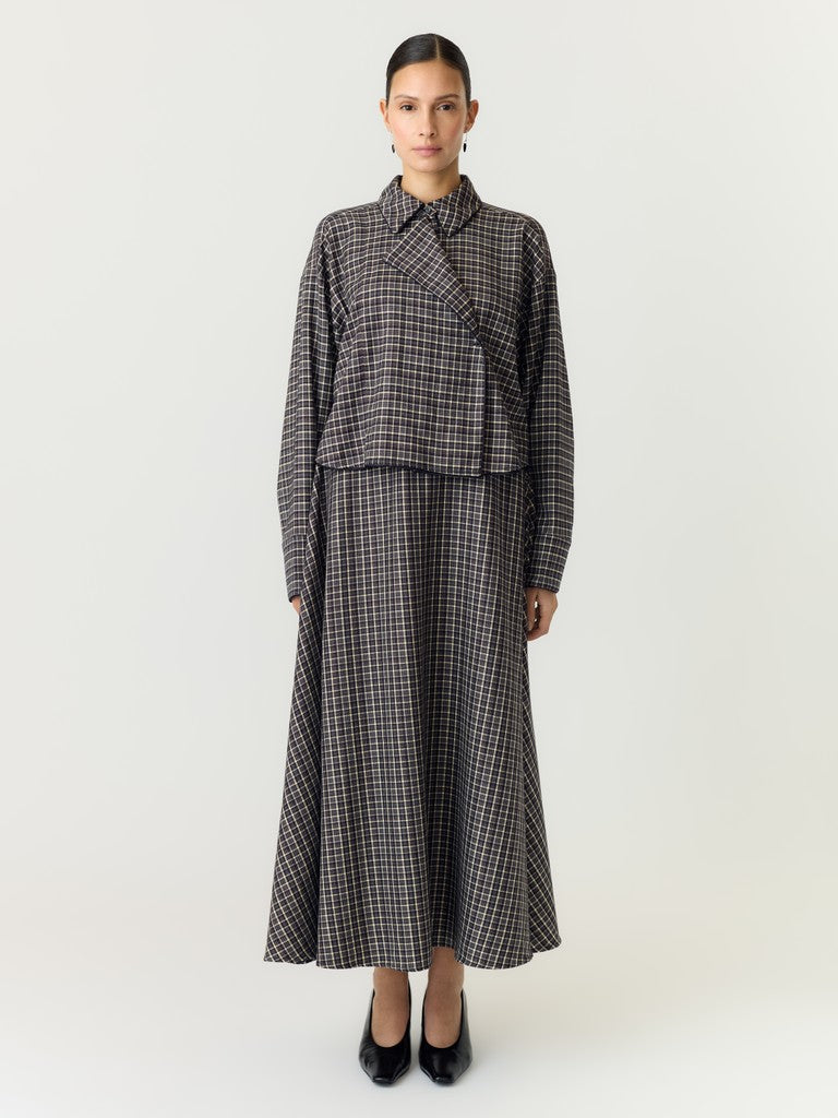 YAS | TULVA LS SHORT SHIRT - BLACK CHECKED