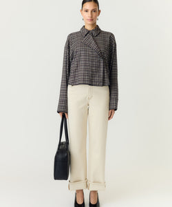 YAS | TULVA LS SHORT SHIRT - BLACK CHECKED