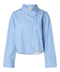 YAS | LEE LS UNEVEN SHORT SHIRT - VISTA BLUE