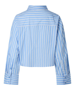 YAS | LEE LS UNEVEN SHORT SHIRT - VISTA BLUE