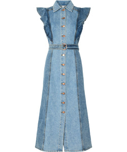 YAS | CAWI SL DENIM LONG DRESS - MEDIUM BLUE DENIM