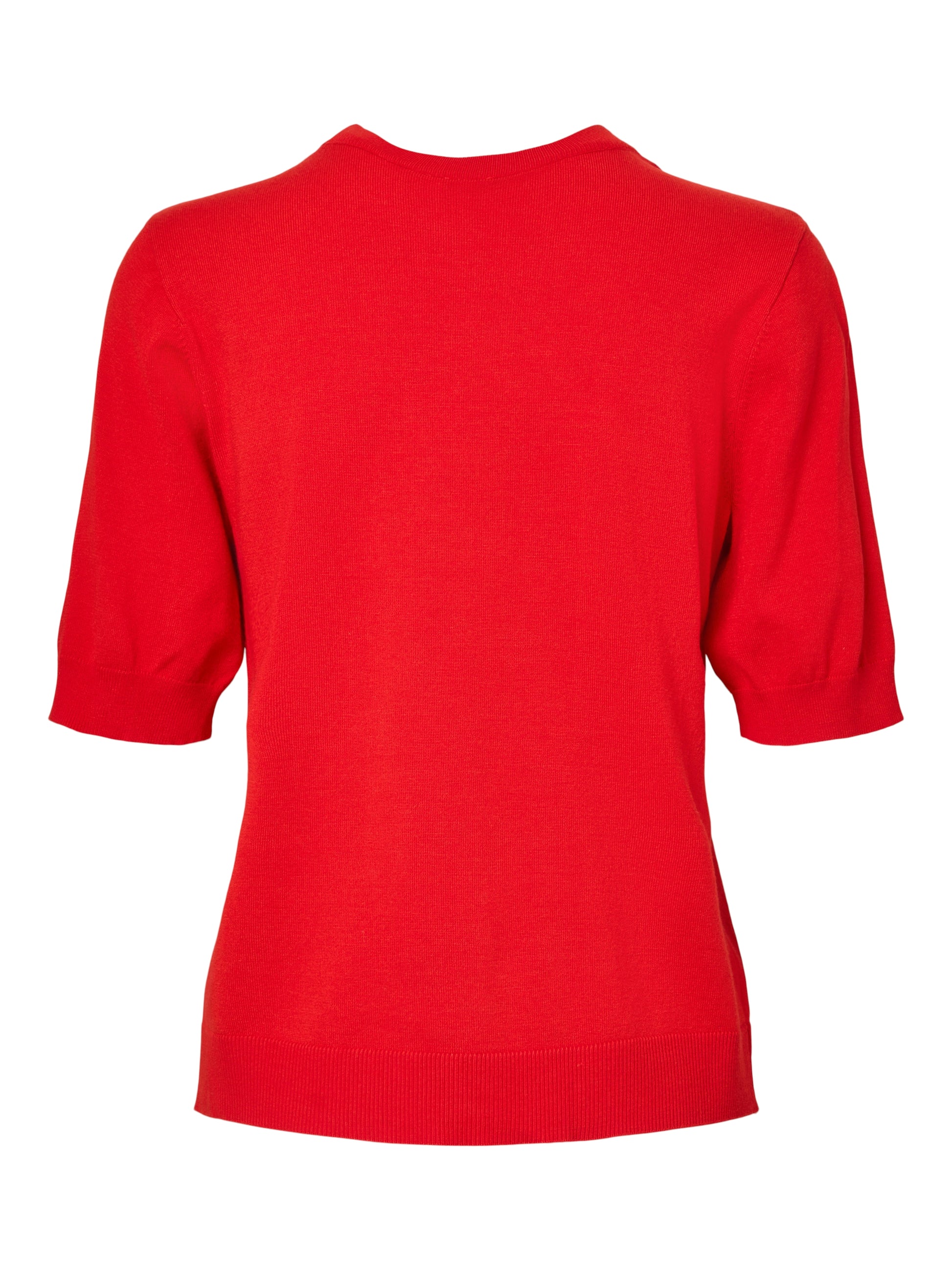 YAS | LENA SS KNIT PULLOVER - FIERY RED