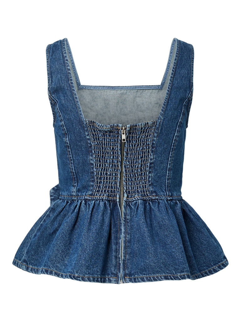 YAS | ELSIE SL PEPLUM DENIM TOP - MEDIUM BLUE DENIM