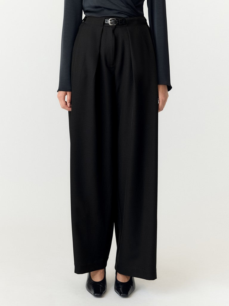 YAS | BELTILO HW BELTED PANTS - BLACK