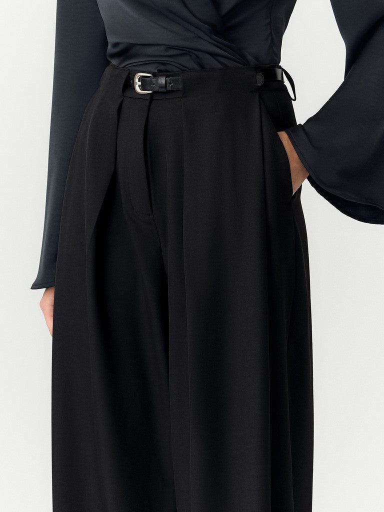 YAS | BELTILO HW BELTED PANTS - BLACK
