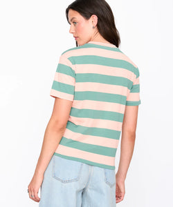 STRIPED FLOWER TEE - GREEN