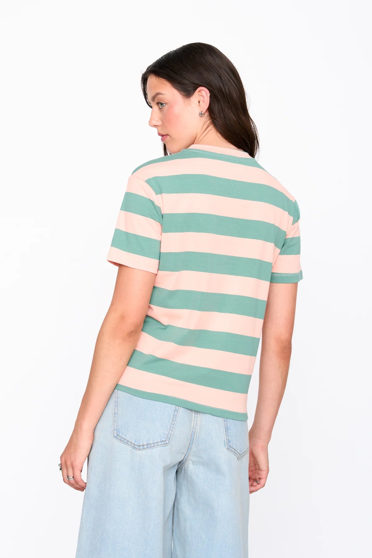 STRIPED FLOWER TEE - GREEN
