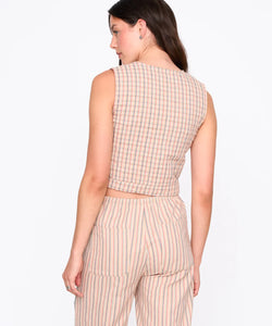 MARIA SMOCKED GILET - CHECKED