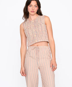 MARIA SMOCKED GILET - CHECKED
