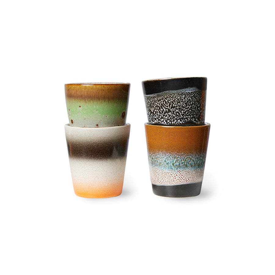 HKliving | 70'S RISTRETTO MUGS - GOOD VIBES BROWN/ OCEAN BLUE