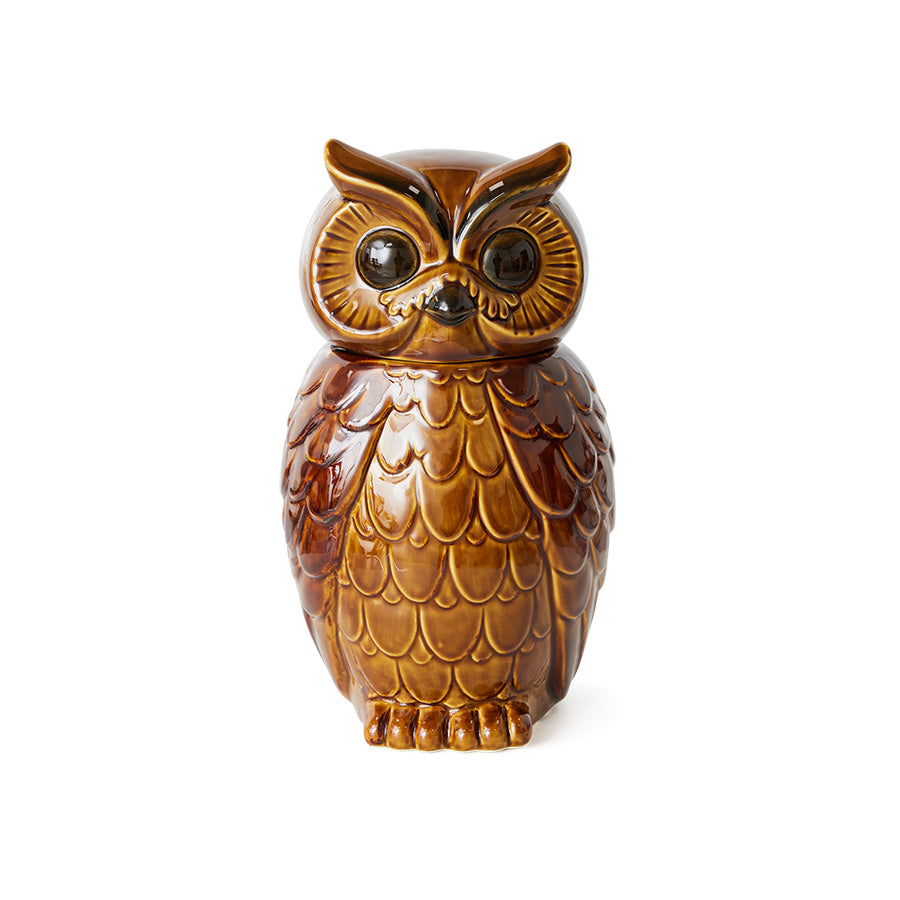 HKliving | CERAMIC OWL JAR - ROASTED