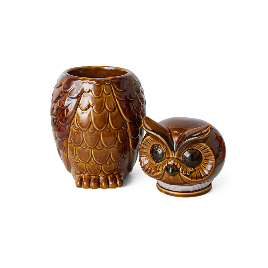 HKliving | CERAMIC OWL JAR - ROASTED