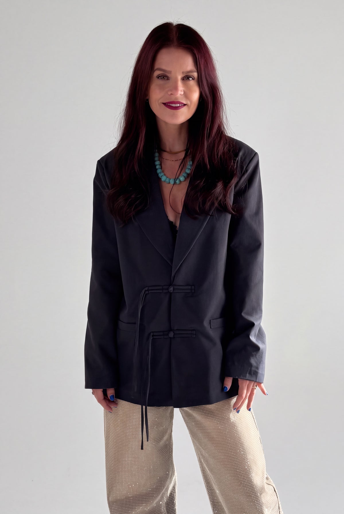 ANNABEL TIE BLAZER - NAVY