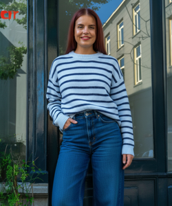 AYLA STRIPED KNT - BLUE/NAVY