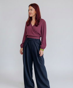 DEAN PLEATED PANTS - NAVY