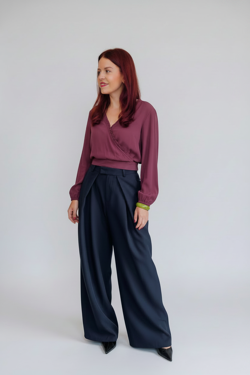 DEAN PLEATED PANTS - NAVY