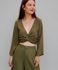 BOB & BILL | BERAWA LIO WRAP TOP - OLIVE GREEN