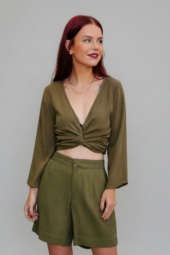 BOB & BILL | BERAWA LIO WRAP TOP - OLIVE GREEN
