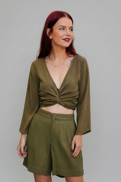 BOB & BILL | BERAWA LIO WRAP TOP - OLIVE GREEN