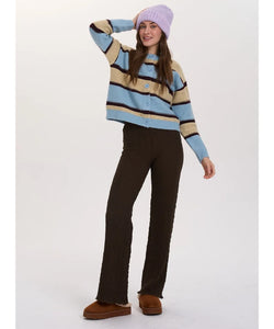 MARGOT STRIPED CARDIGAN - BLUE/BEIGE