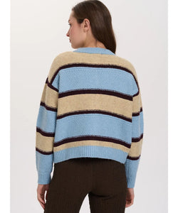 MARGOT STRIPED CARDIGAN - BLUE/BEIGE