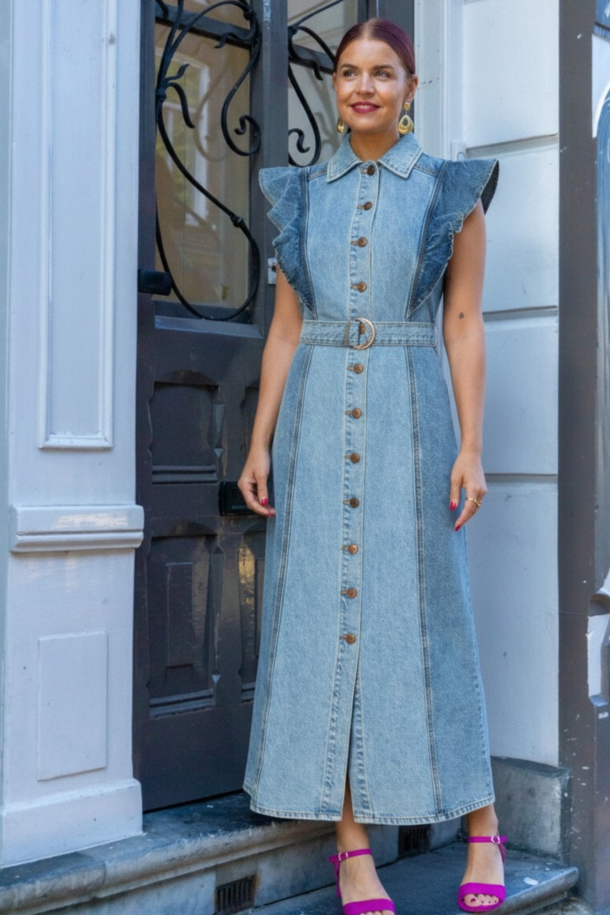 YAS | CAWI SL DENIM LONG DRESS - MEDIUM BLUE DENIM