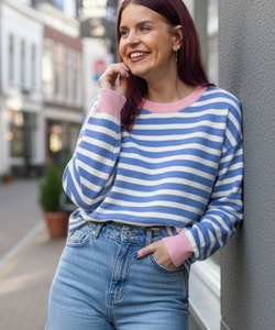 CHARLOT STRIPED PULLOVER - PINK/BLUE