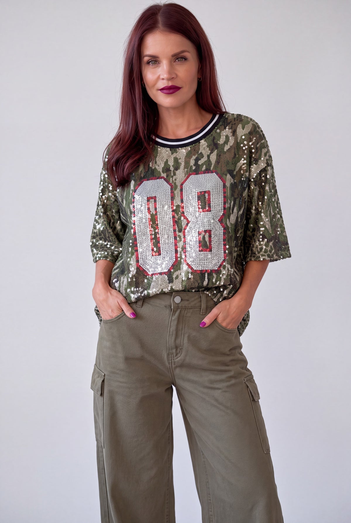 CHARLY SEQUIN TEE - CAMO