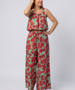 TULIP PANTS - GREEN/RED