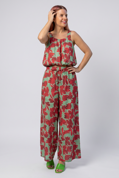 TULIP PANTS - GREEN/RED