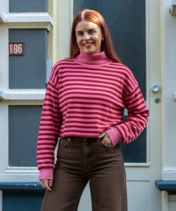 DAANTJE STRIPED PULLOVER - PINK/RED