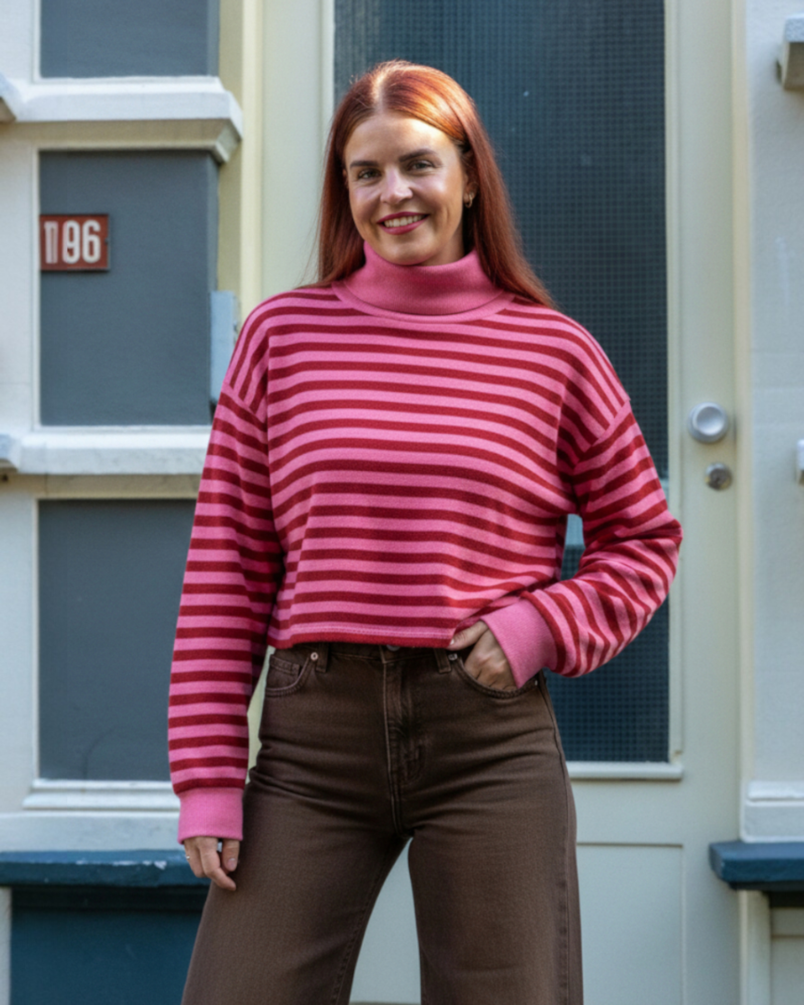 DAANTJE STRIPED PULLOVER - PINK/RED