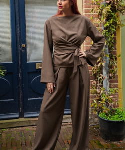 DEAN PINSTRIPED PANTS - BROWN