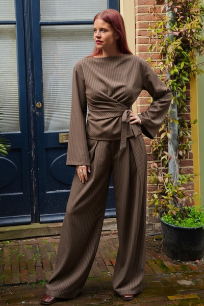 DEAN PINSTRIPED PANTS - BROWN