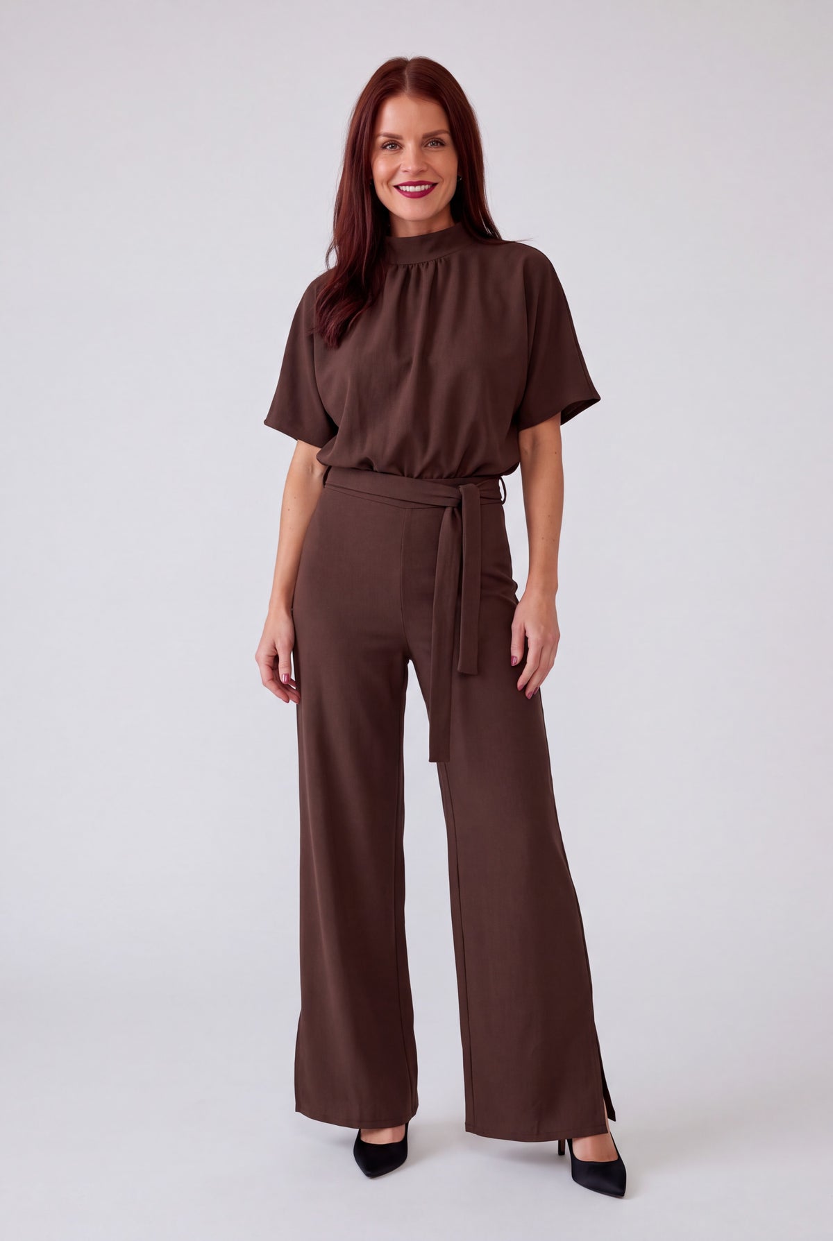 GIRL TURTLENECK JUMPSUIT - DARK CHOCOLATE