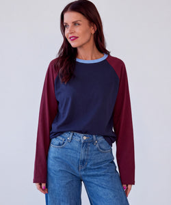 RAVEN LONGSLEEVE SHIRT - NAVY/BORDEAUX