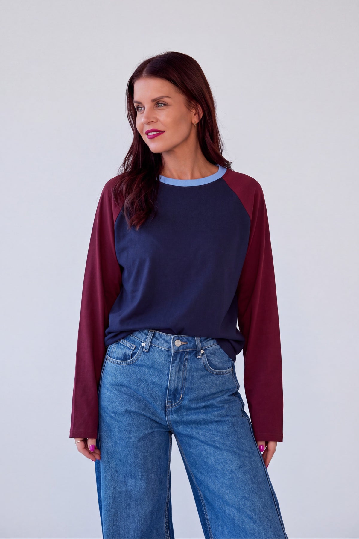 RAVEN LONGSLEEVE SHIRT - NAVY/BORDEAUX