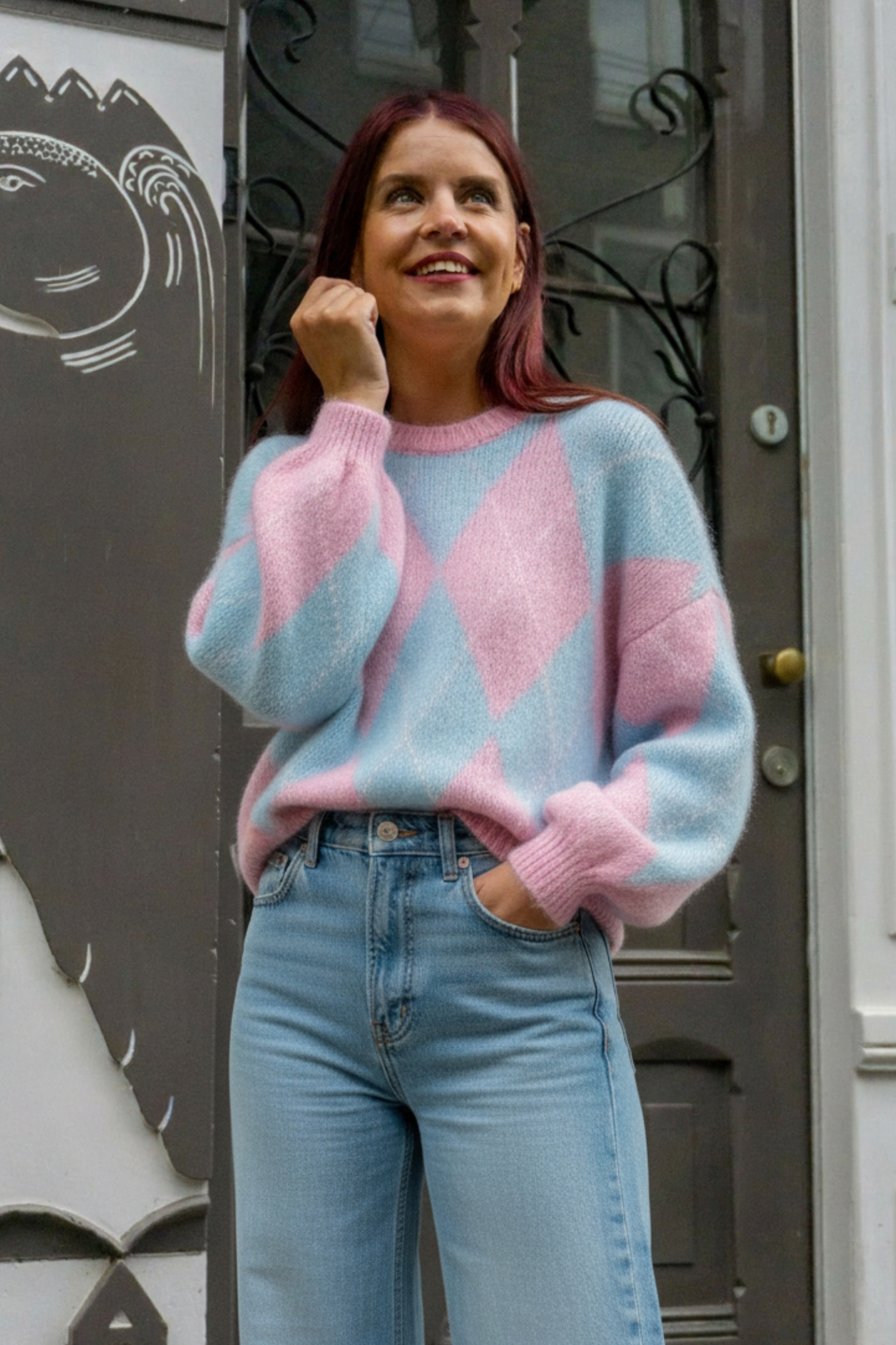 EBBA DIAMOND KNIT - PINK/BLUE