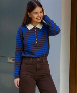 EMKE STRIPED POLO - ROYAL BLUE