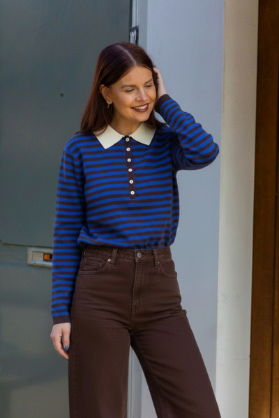 EMKE STRIPED POLO - ROYAL BLUE