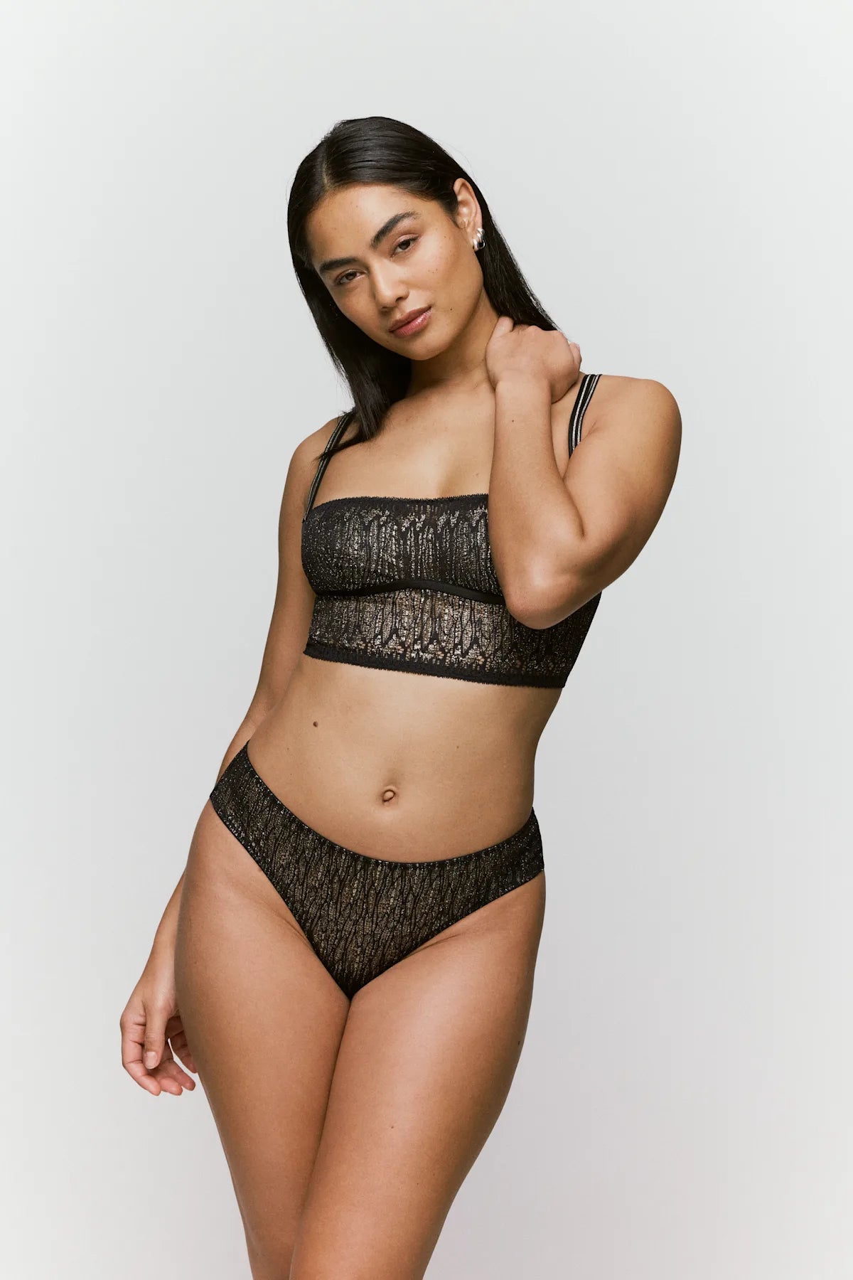 SARDA | TABEI BALCONETTE TOP - BLACK METALLIC