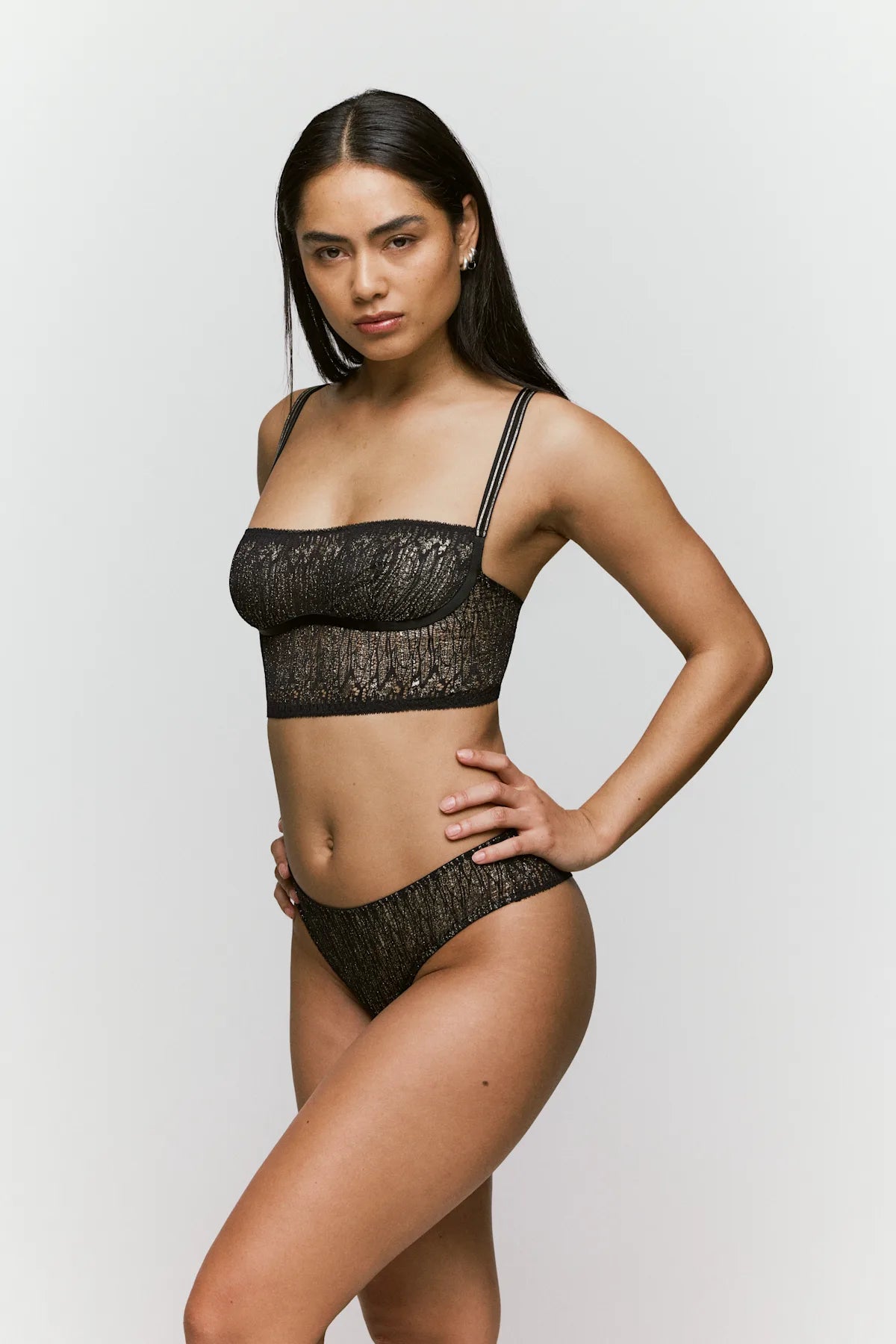SARDA | TABEI BALCONETTE TOP - BLACK METALLIC